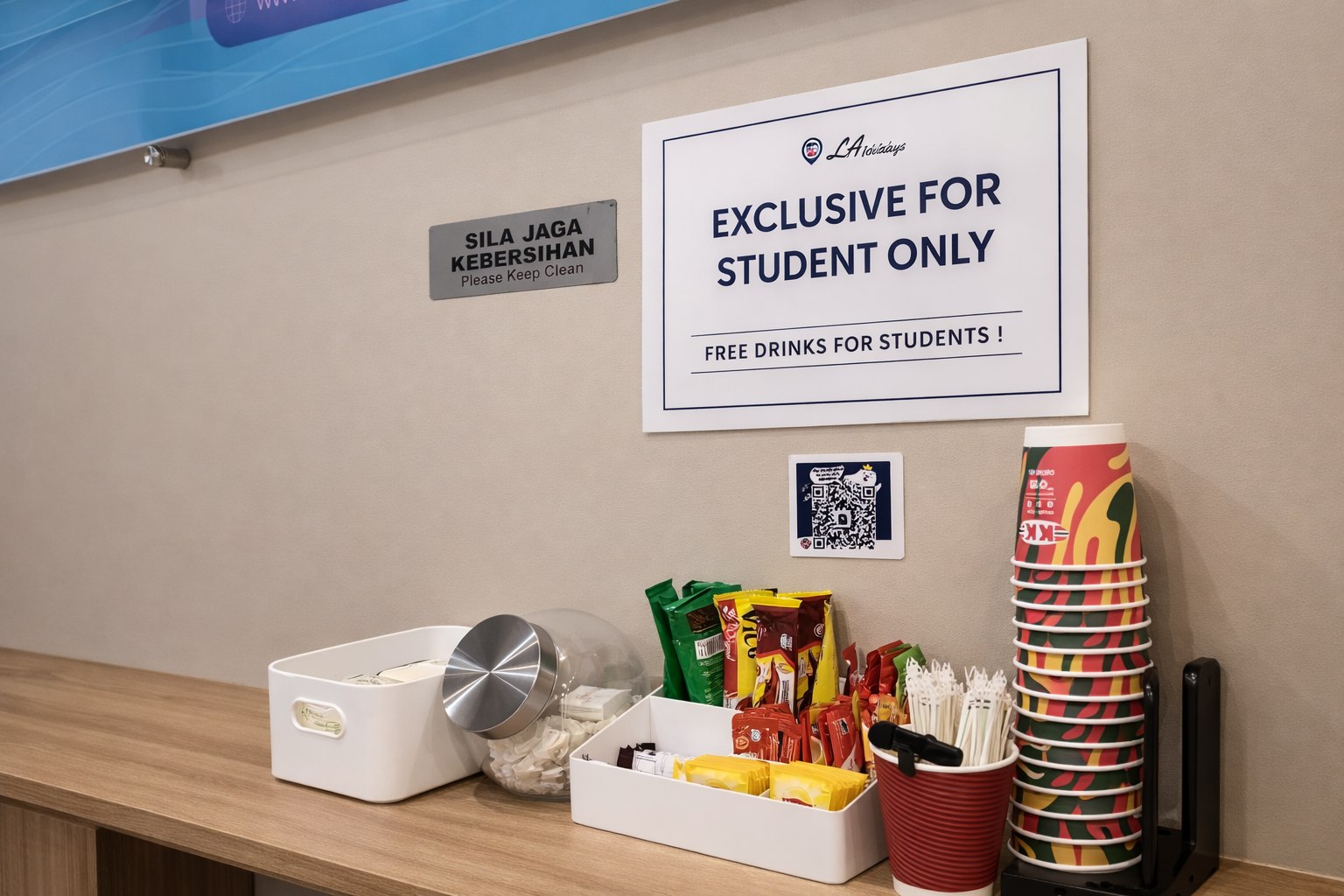 Beverages Tea & Water at the Student Lounge
